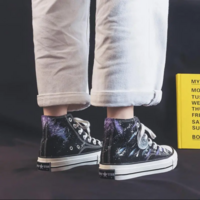 Universe galaxy moon hand painted shoes - Thumbnail 3