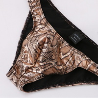 Multi-color 4PK Snake Pattern Men's Underwear Lingerie Low-rise Sexy Cut-out Briefs Nylon Underpants KX020SJ - Thumbnail 6