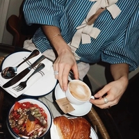 Blue Stripe Lace Up Blouse  - Thumbnail 1