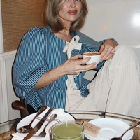 Blue Stripe Lace Up Blouse  - Thumbnail 3