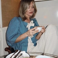 Blue Stripe Lace Up Blouse  - Thumbnail 2