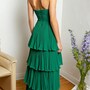 Strapless Emerald Green Layered Maxi Dress-1