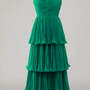 Strapless Emerald Green Layered Maxi Dress-4