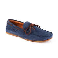 Men's Blue Suede Tussle Handmade Loafer Shoes - Thumbnail 1
