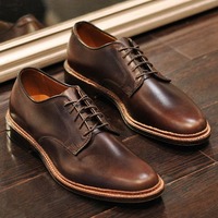 Men's Chocolate Lace Up Plan Toe Handmade Fashion Office Shoes - Thumbnail 1