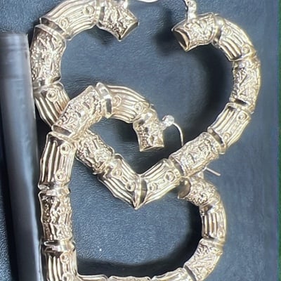 Heart bamboo earrings 