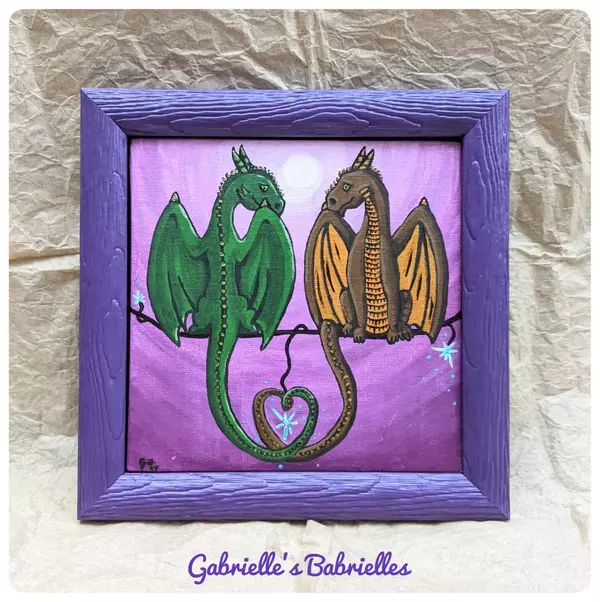 Dragon Sparks acrylic painting on canvas framed