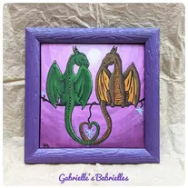 Dragon Sparks acrylic painting on canvas framed