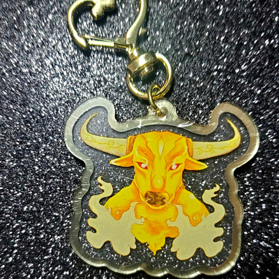 Ox spirit keychain | gold edges | double-sided