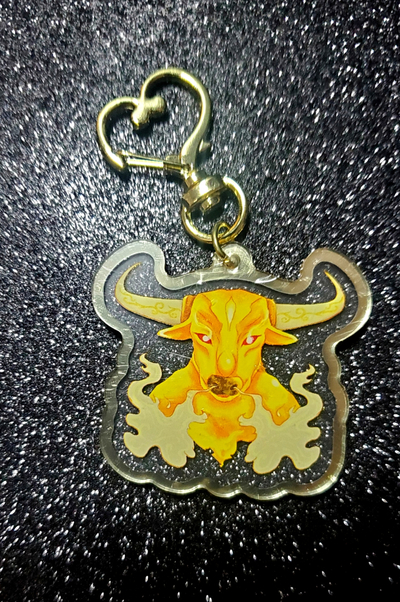 Ox Spirit Keychain | Gold Edges | Double-Sided