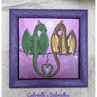 Dragon Sparks acrylic painting on canvas framed - Thumbnail 1