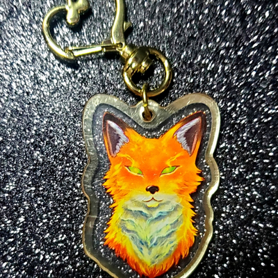 Fox spirit keychain | gold edges | double-sided