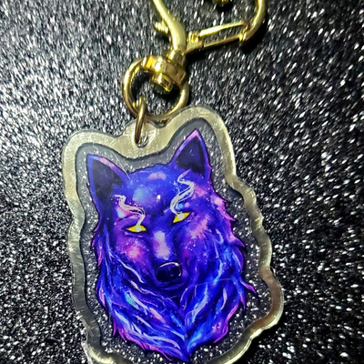 Wolf spirit keychain | gold edges | double-sided