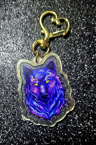 Wolf Spirit Keychain | Gold Edges | Double-Sided