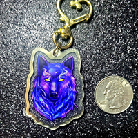 Wolf Spirit Keychain | Gold Edges | Double-Sided - Thumbnail 1
