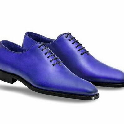 Men dark purple color oxford rounded derby toe black sole leather laceup shoes