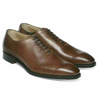 Mens handmade shoes genuine brown leather one piece lace-up formal wedding boots - Thumbnail 1