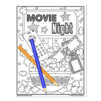 Movie Night_Printable Coloring Pages - Thumbnail 1