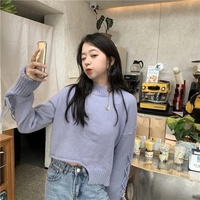 Purple Irregular Cropped Sweater  - Thumbnail 4