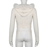 Furry Hoode Cropped Jacket - Thumbnail 7