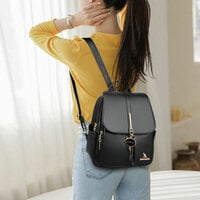 Leisure Cat Kitten Pendant Decor Kangaroo Satchel Bags Purse Soft Leather Women's Backpack - Thumbnail 2