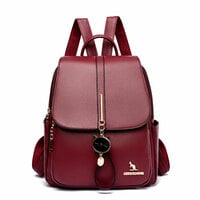 Leisure Cat Kitten Pendant Decor Kangaroo Satchel Bags Purse Soft Leather Women's Backpack - Thumbnail 8