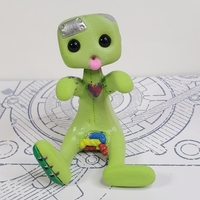 Zombie Robot (Green) Resin Art Toy Figure Kawaii Desk Friend Gift - Thumbnail 1