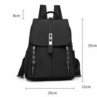 Fashion Vertical Zipper Anti-theft Lock Rivet Waterproof Oxford Bag For Women School Backpack - Thumbnail 5