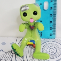 Zombie Robot (Green) Resin Art Toy Figure Kawaii Desk Friend Gift - Thumbnail 6