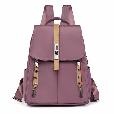 Fashion vertical zipper anti-theft lock rivet waterproof oxford bag for women school backpack