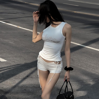 Black Low Rise Lace Up Shorts  - Thumbnail 5