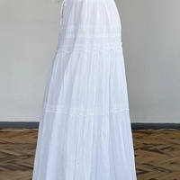 White Low Waist Maxi Skirt  - Thumbnail 1