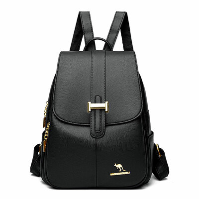 Fashion single h buckle kangaroo satchel bags purse for teen pu leather women's shopping backpack