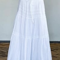 White Low Waist Maxi Skirt  - Thumbnail 4