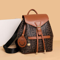 Fashion Buckle Cover Grid Letter Pattern Small Satchel Bags Purse PU Leather Women's Backpack - Thumbnail 5