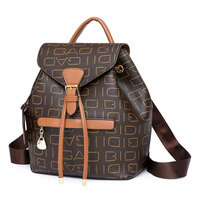 Fashion Buckle Cover Grid Letter Pattern Small Satchel Bags Purse PU Leather Women's Backpack - Thumbnail 8