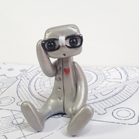 Get Your Nerd On Robot Resin Art Toy Figure Kawaii Desk Friend Gift - Thumbnail 5