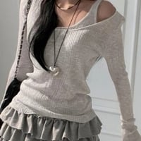 Grey Ribbed 2PCS Long Sleeve Shirt  - Thumbnail 4