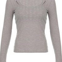 Grey Ribbed 2PCS Long Sleeve Shirt  - Thumbnail 5