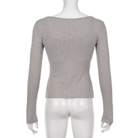 Grey Ribbed 2PCS Long Sleeve Shirt  - Thumbnail 7
