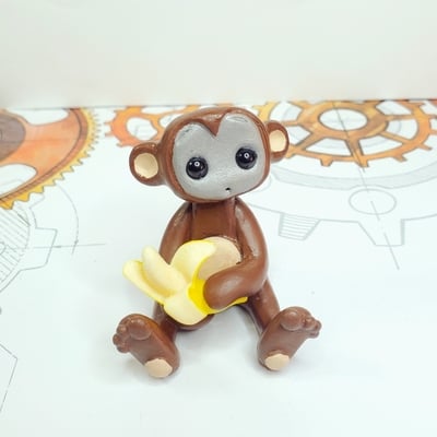 Robot in a monkey costume resin figurine desk robot decor, nursery decor