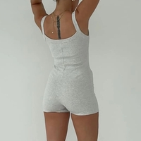 Grey Ribbed Playsuit  - Thumbnail 4