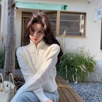 White Turtleneck Zipper Sweater  - Thumbnail 2