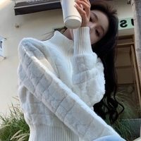 White Turtleneck Zipper Sweater  - Thumbnail 3