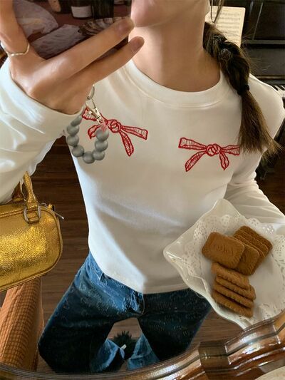 Bow Knit Long Sleeve Shirt 