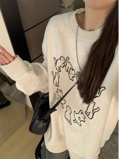 Cat Round Neck Sweater 