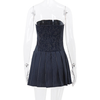 Striped A-Line Pleated Dress - Thumbnail 8