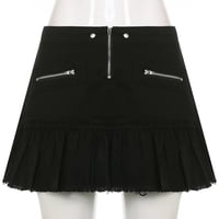 Black Denim Pleated Skirt  - Thumbnail 3
