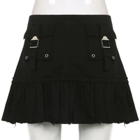 Black Denim Pleated Skirt  - Thumbnail 5