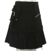 Black Denim Pleated Skirt  - Thumbnail 4